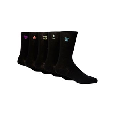 Pack of five black 'Worlds Greatest Dad' socks